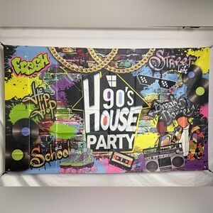 90’s Party Theme Backdrop Banner 6x4Ft.